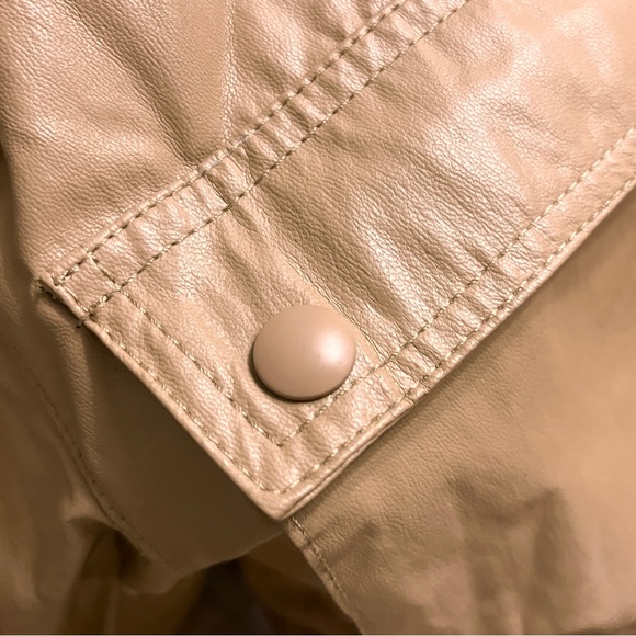 ZARA Limited Edition Faux Leather Jacket Outerwear Size M-L Caramel Tan Khaki - Picture 13 of 14